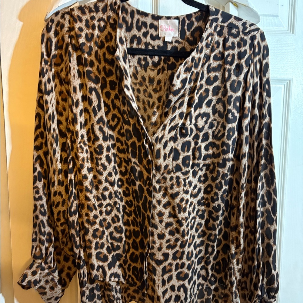 Parker Brown Leopard Print Blouse
